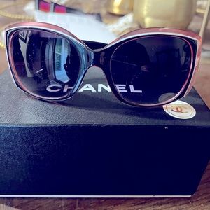Beautiful hard to fine Chanel black and pink sunglasses authentic